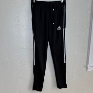 Adidas Kids Black Joggers with White Stripes